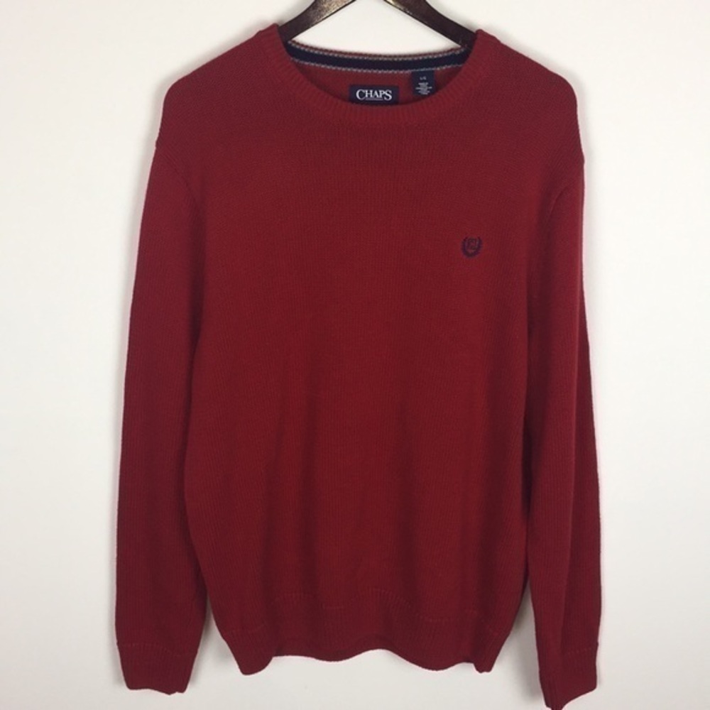 Chaps Crewneck Red Sweater Size L